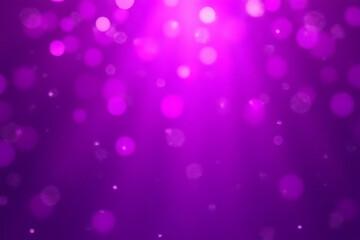 Abstract purple background with blurred bokeh lights and glowing highlights creating a dreamy and festive atmosphere