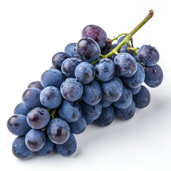 Dry blue grape bunch with wrinkled skin and natural stems.