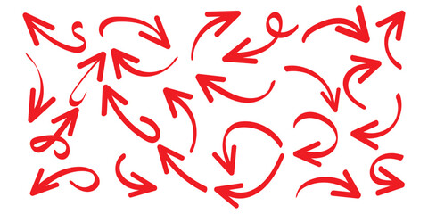 Collection hand drawn arrows. Set simple arrows isolated on white background. Arrow mark icons. Arrow paint - stock vector.