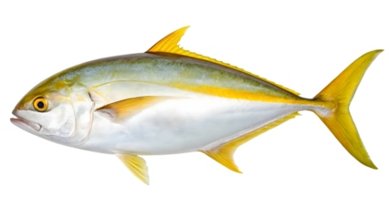 fish yellowtai on white background (japanese amberjack) isolated on white backgroud