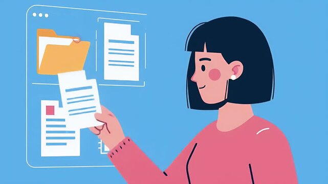 Woman reviewing digital document