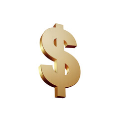 Obraz premium isolated golden dollar sign, 3d dollar icon isolated