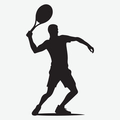 silhouette of single tennis player in bold black