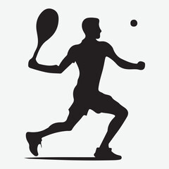 silhouette of single tennis player in bold black