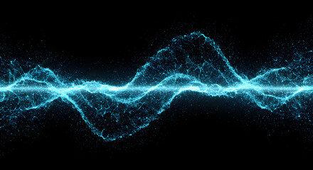 Abstract glowing blue energy wave on a dark background