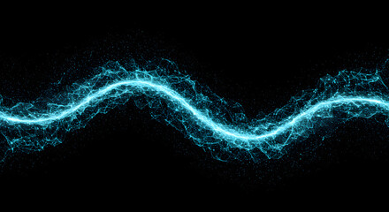 Vibrant blue energy wave pulsing across a dark background