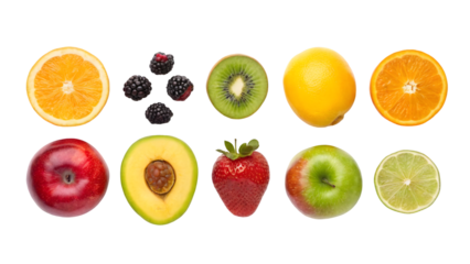 set of fruits isolated on white backgroud