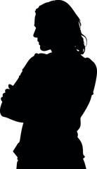 Elegant silhouette of a woman with long flowing hair
