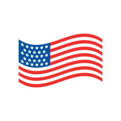 Fototapeta premium Waving American Flag on White Background Vector