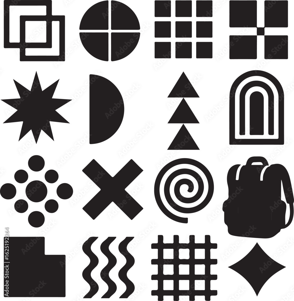 Poster a versatile collection of black and white vector icons and symbols for web and business design