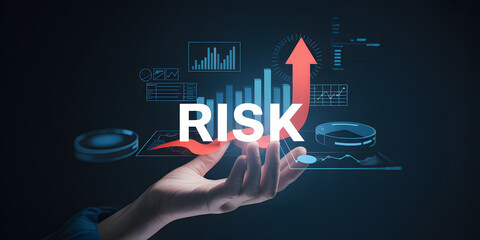 Strategic risk assessment and growth analysis with upward trending charts and data visualization