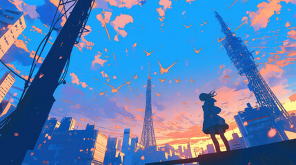 Signal to Silence: Her Moment Beneath Neon Skies