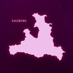 Austrian State Salzburg Abstract Futuristic Concept Neon Map	