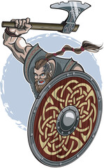 Viking warrior ragnar lothbrok with war axe and shield