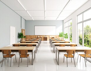 school classroom with school desk