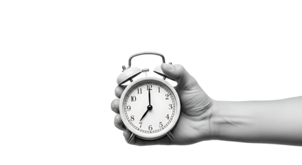 A classic old retro pocket watch held in hand, showing the minute and hour on its face, an isolated metal object for telling time