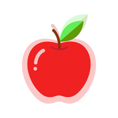 Single Red Apple, Simple Apple Illustration