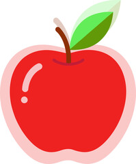 Single Red Apple, Simple Apple Illustration