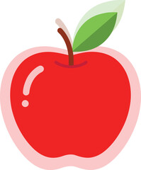 Single Red Apple, Simple Apple Illustration