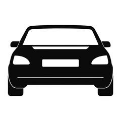 Obraz premium Front view silhouette of a car, symbolizing automotive and transportation, isolated on white background