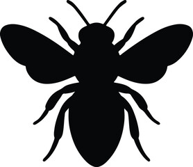 Silhouette detailed honey bee flying insect minimalist vector illustrator
