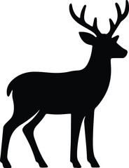 Silhouette deer standing elegant forest animal isolated vector illustrator
