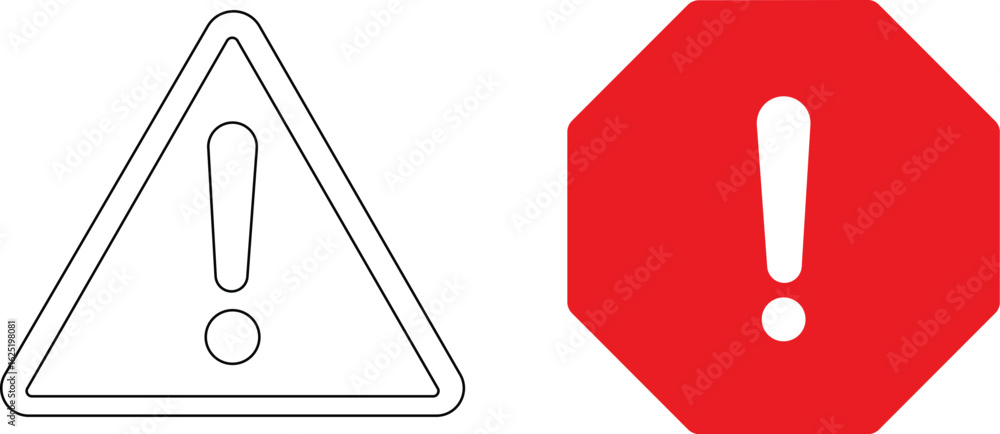 Aufkleber danger and warning icon set.warning danger triangle icon in line set isolated on transparent backgro