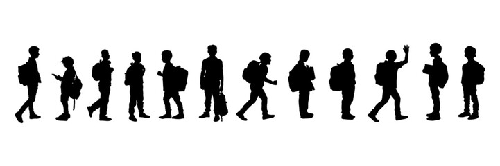 girls, silhouettes, education, schoolgirls, school, backpacks, textbooks, movement, body, black, walk, pose, silhouette, people, vector, woman, family, group, illustration, child, person, fashion, chi