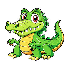 Fototapeta premium cartoon, animal, dinosaur, illustration, dragon, vector, lizard, reptile, dino, crocodile, green, fun, character, cute, frog, gecko, monster, art, drawing, happy, nature, funny, wildlife, mascot, baby