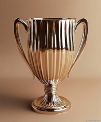 3d gold trophy on light background.
