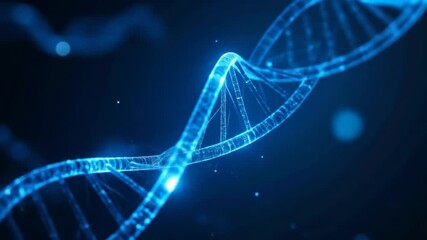 Abstract Digital Representation Of A Glowing Blue Dna Strand On Dark Background With Soft Lighting For Scientific Or Technological Visualization - Powered by Adobe