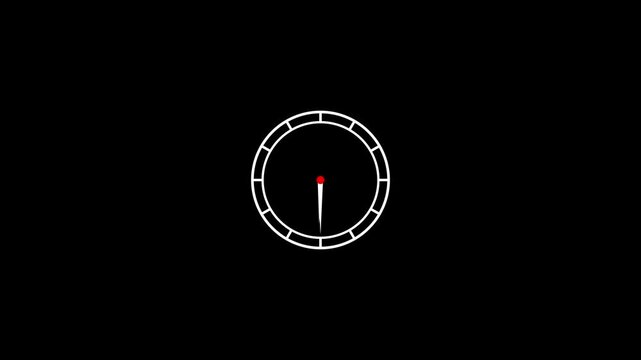 Clock Animation in 24 Hour Loop animation with optional matte. Matte included.Abstract analog new clock icon animation 4k video. wall clock. 4k, video, black, background,
