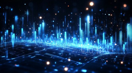 Fototapeta premium A visualization of financial data or a stock market graph in a digital city