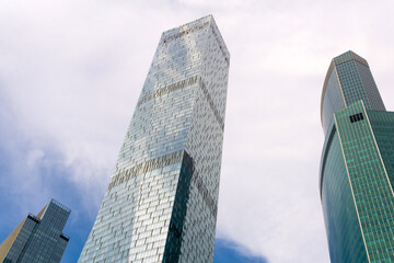 Modern skyscrapers on a blue sky background