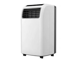 A portable air conditioner stands ready to provide cooling relief during the hot summer months in any room isolated on transparent background