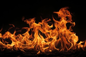 Burning Fire Flames on Dark Background