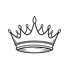 Illustration of a royal crown with pointed embellishments in black outline