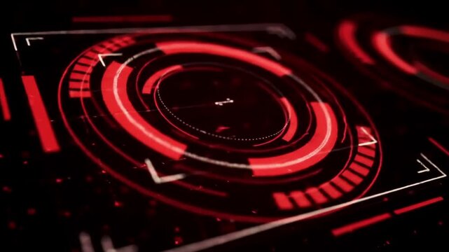 Modern red HUD interface animation with dynamic data points and futuristic design elements for technology and gaming visuals