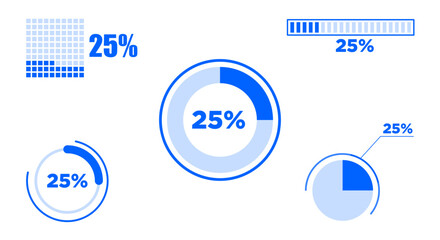 25 percentage infographic icon set isolated on white background