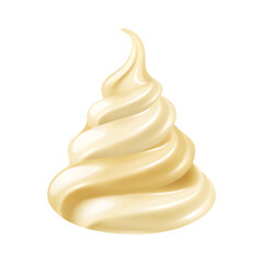 Swirled Creamy Yellow Mayonnaise Drop isolated on a transparent background image