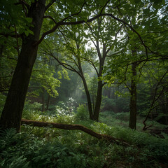 Naklejka premium morning in the forest