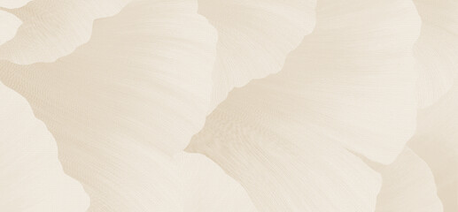 Elegant abstract beige background with layered leaf shapes, flowing texture lines, and soft tonal shading.