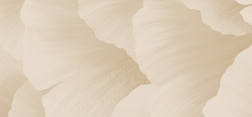 Elegant abstract beige background with layered leaf shapes, flowing texture lines, and soft tonal shading.