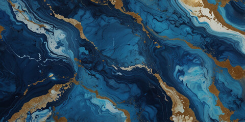 Naklejka premium Beautiful abstract blue and white marble luxurious wall grunge background. Blue marble stone wall texture. 