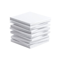 Stacked sheets of blank paper isolated on a clean background for creative design and print mockups, emphasizing simplicity and minimalism