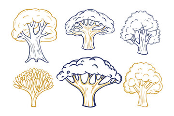 Hand-drawn Trees: An elegant set of hand-drawn trees, showcasing various styles and designs. Ideal for adding a touch of natural artistry to any project.