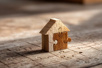 Wooden Puzzle House Piece on Puzzle