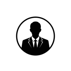 Silhouette of a businessman in a circle isolated on white background