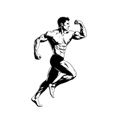 Muscular man running isolated on white background, fitness and sport