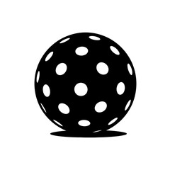 Black pickleball silhouette isolated on white background, vector illustration
